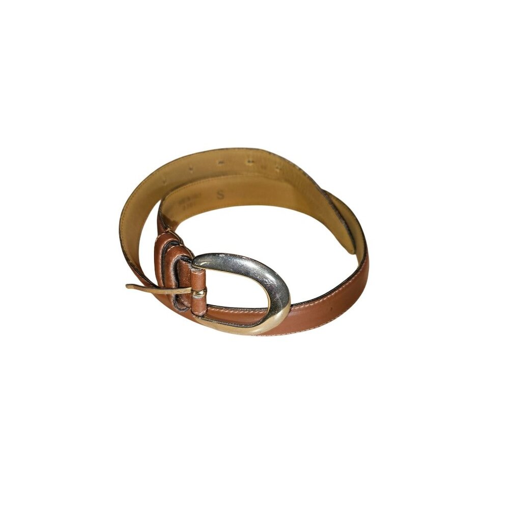 Genuine Leather Belt‎ With Brass Buckle Made In Italy Size S
